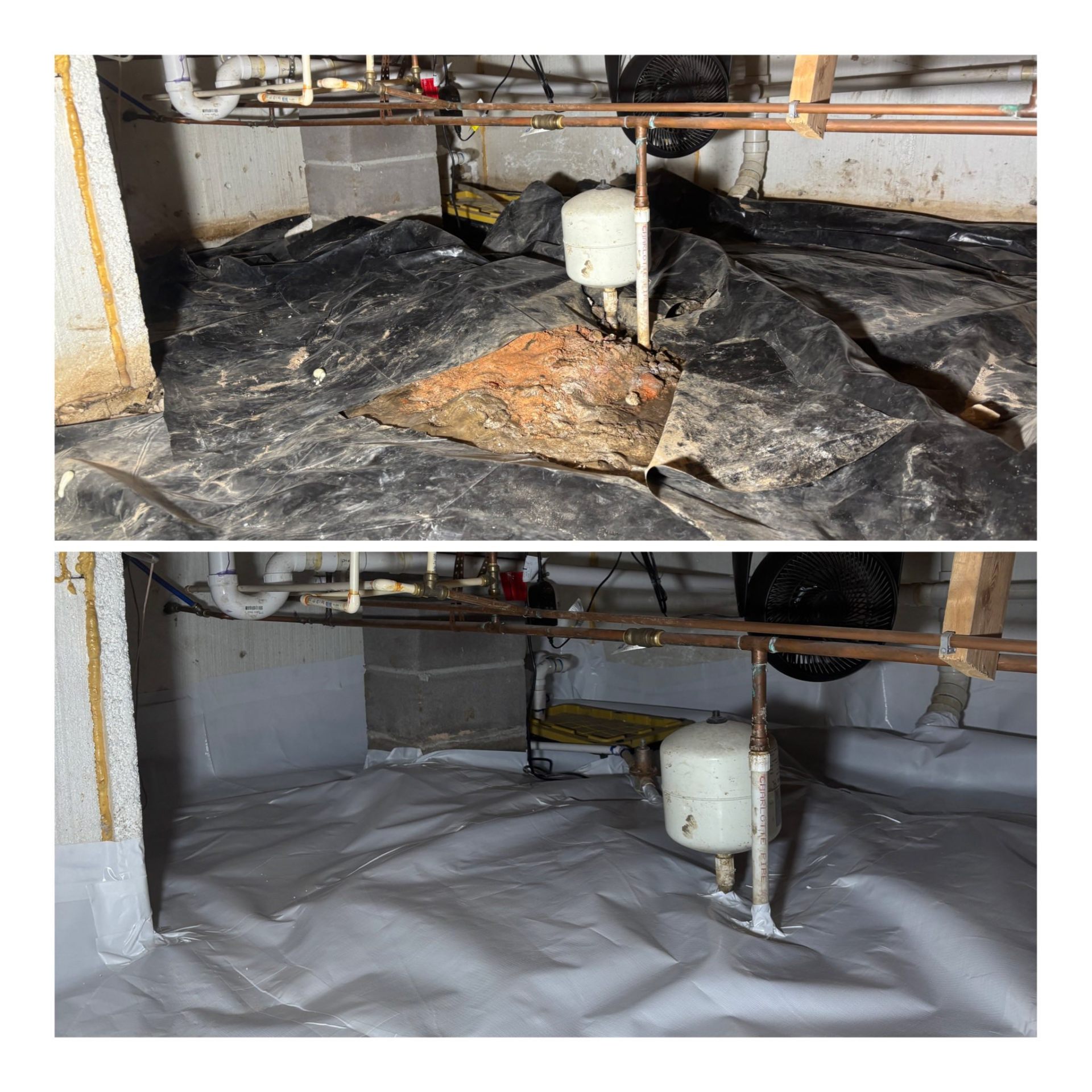 Before and after: Vapor Barrier Replacement